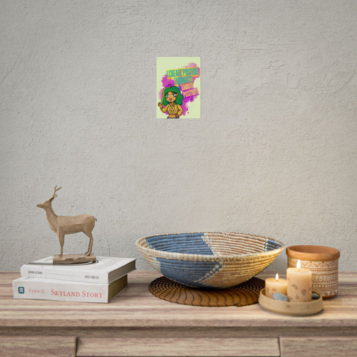 Positive Vibes Poster — "I Create Positive Thoughts, Radiate Positivity" Inspirational Wall Art