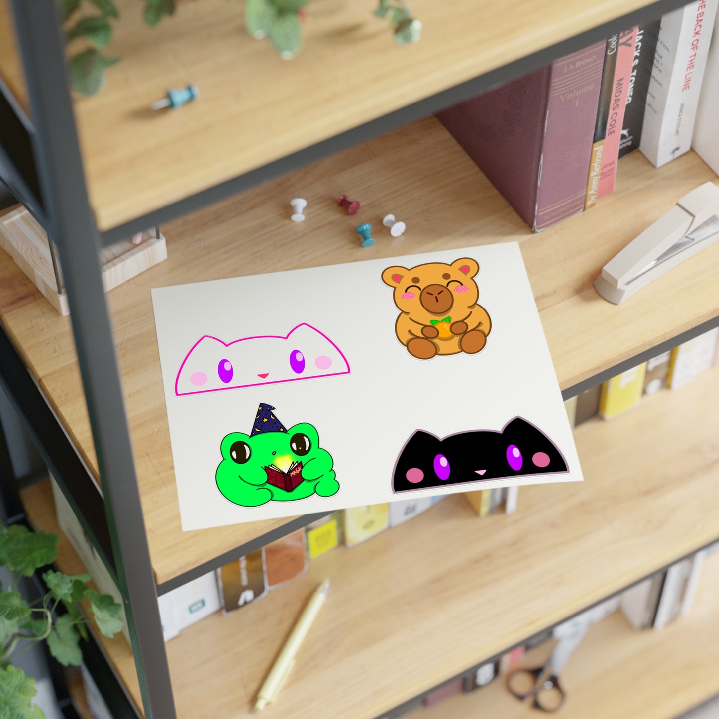 Kawaii Animal Sticker Sheet - Nox, Lumi, Koda & Arlo | Cute Witchy Vinyl Stickers for Journals, Laptops & Gifts