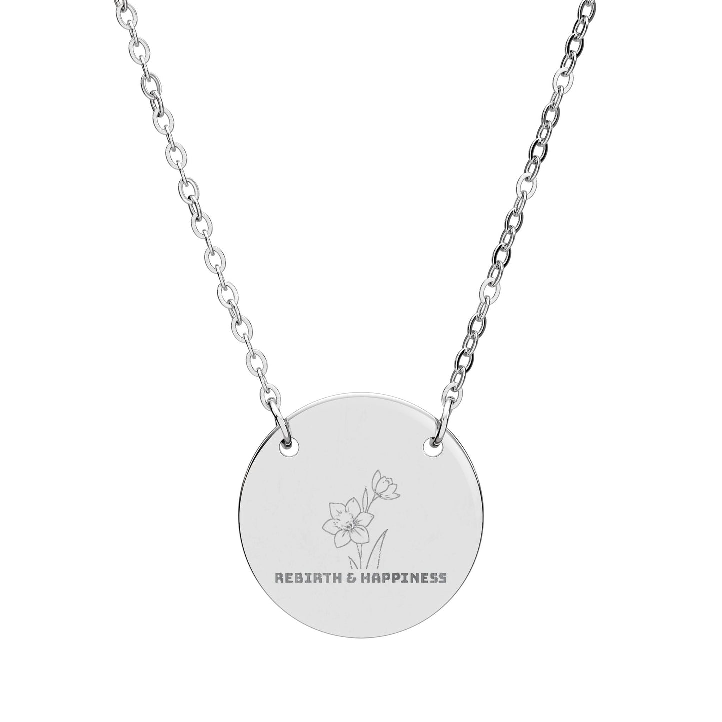 "The Daffodil" March Birthflower Engraved Necklace — (Rebirth & Happiness)