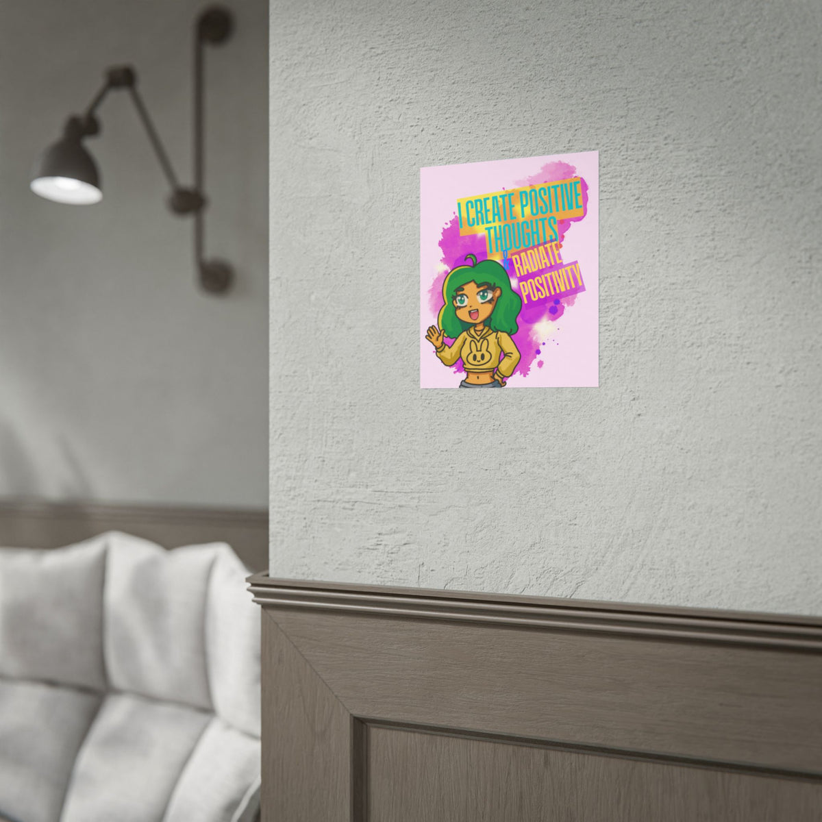 Positive Vibes Poster — "I Create Positive Thoughts, Radiate Positivity" Inspirational Wall Art