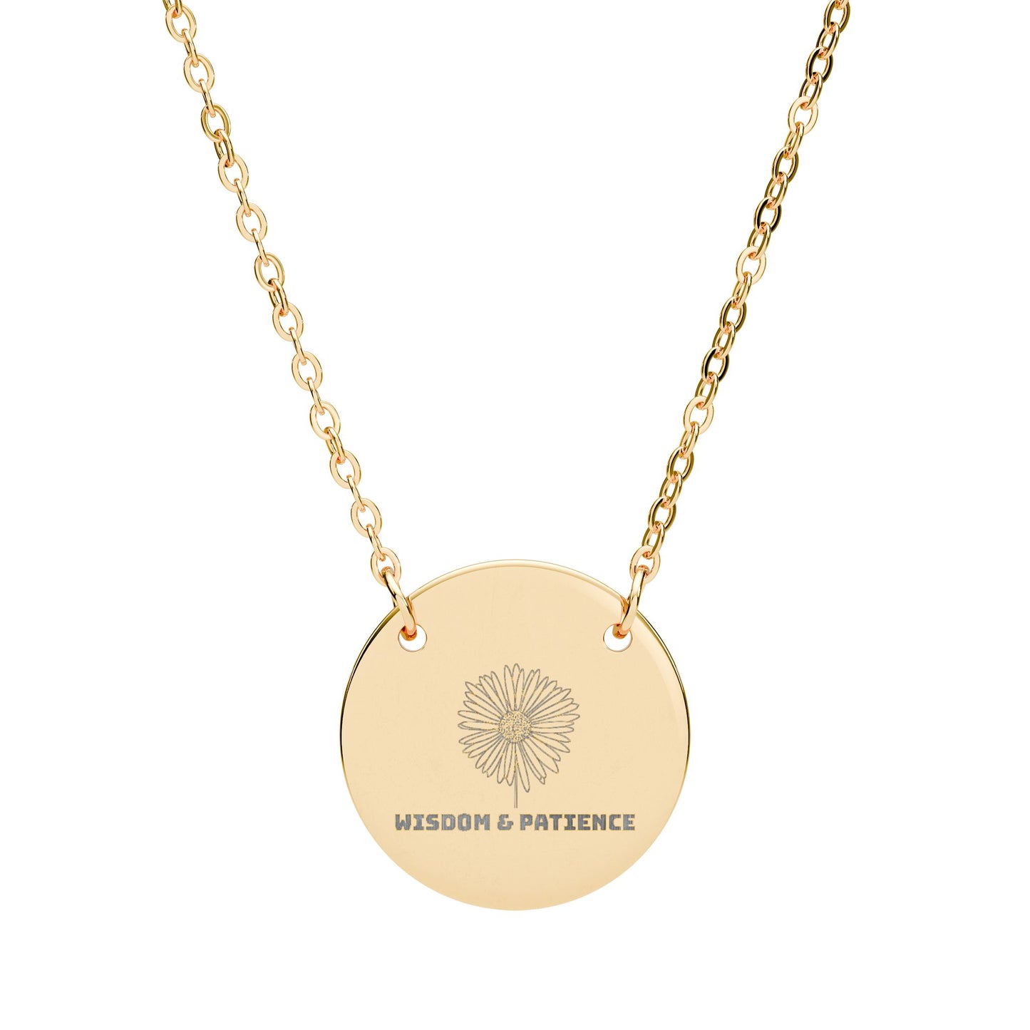 "The Aster" September Birthflower Engraved Necklace — (Wisdom & Patience)