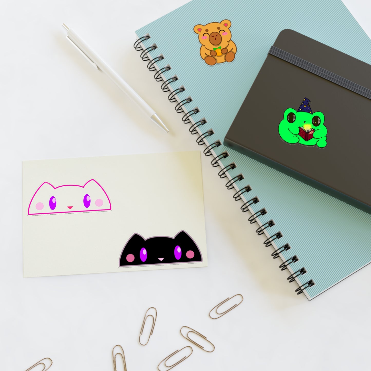 Kawaii Animal Sticker Sheet - Nox, Lumi, Koda & Arlo | Cute Witchy Vinyl Stickers for Journals, Laptops & Gifts