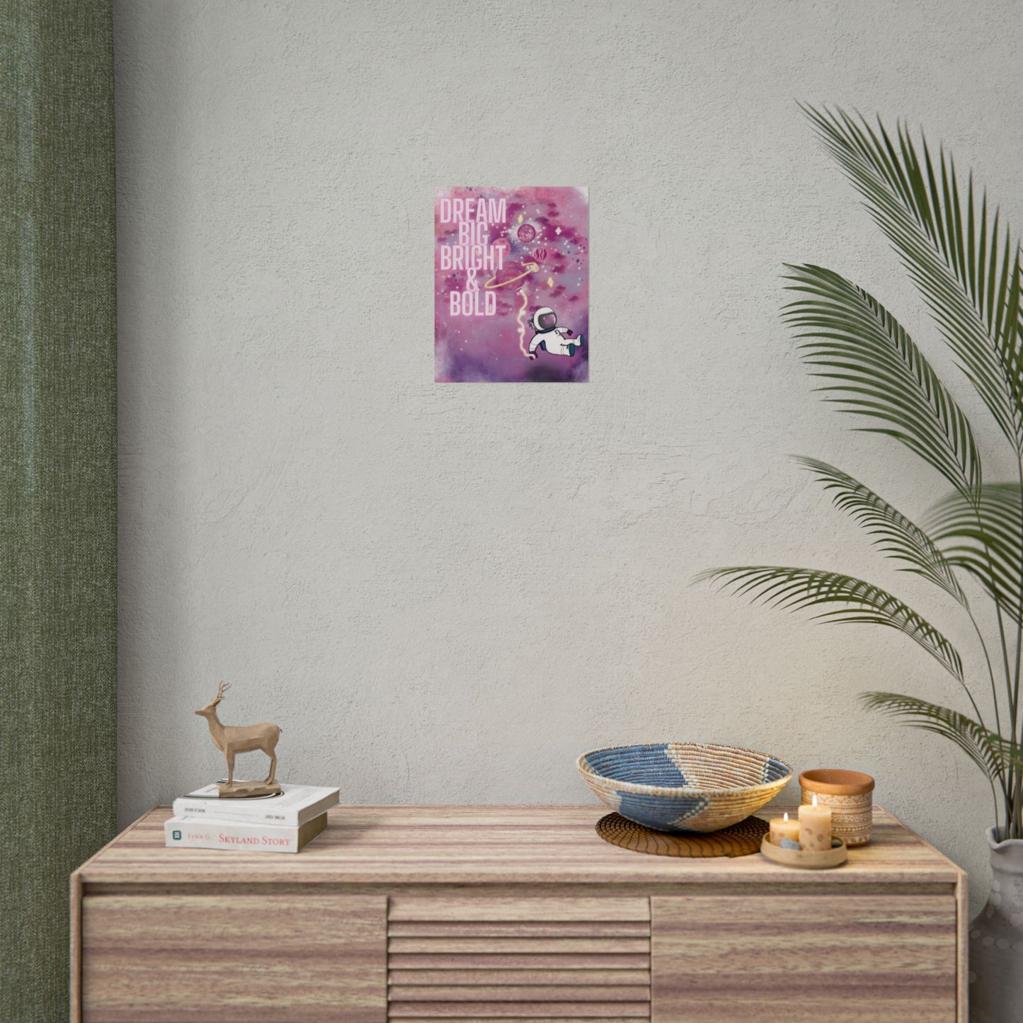 Dream Big Bright & Bold Astronaut Poster – Pink Galaxy Wall Art, Space Aesthetic Print, Motivational Decor