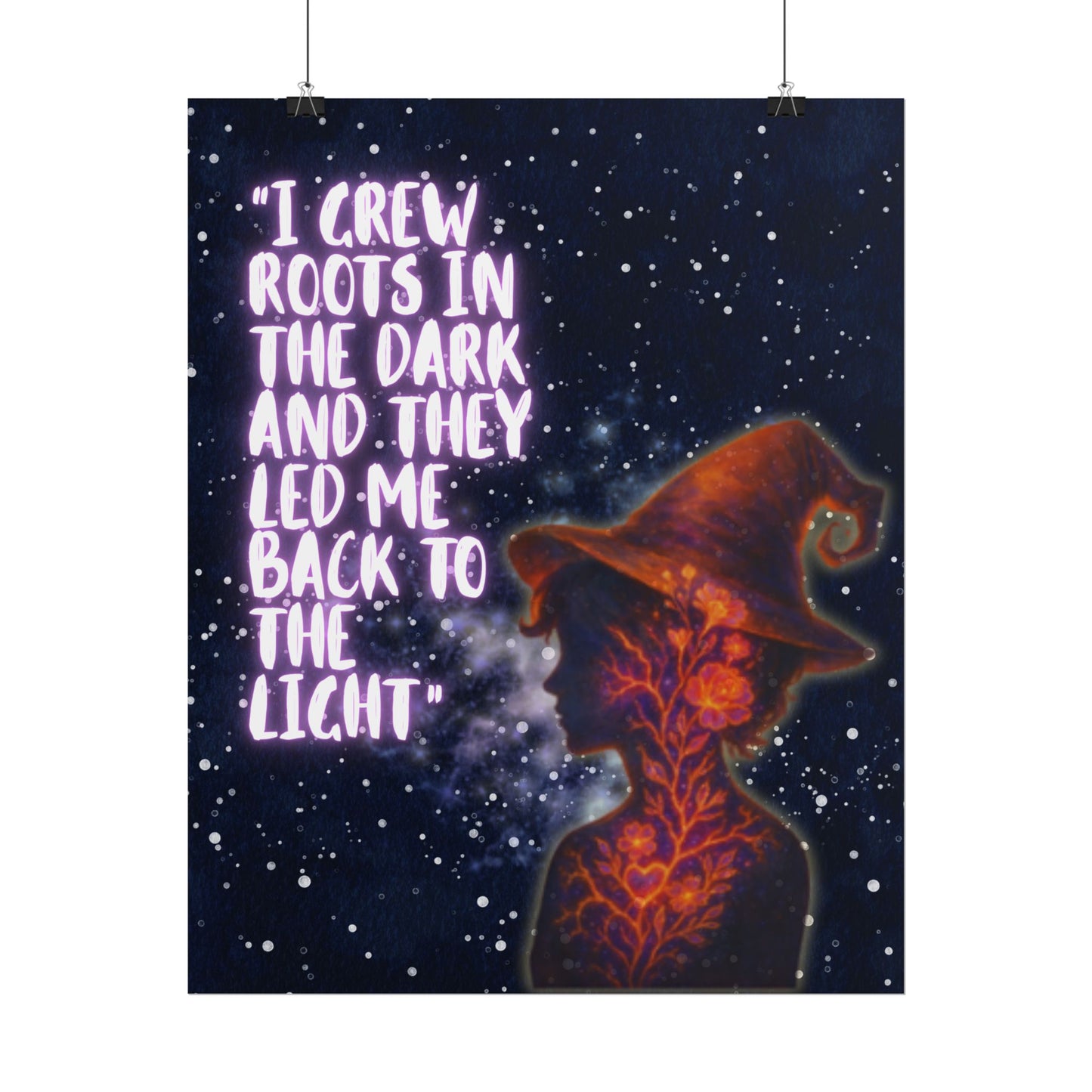 I Grew Roots in the Dark Poster – Witchy Night Wall Art, Healing Quote Print, Mystical Growth Decor