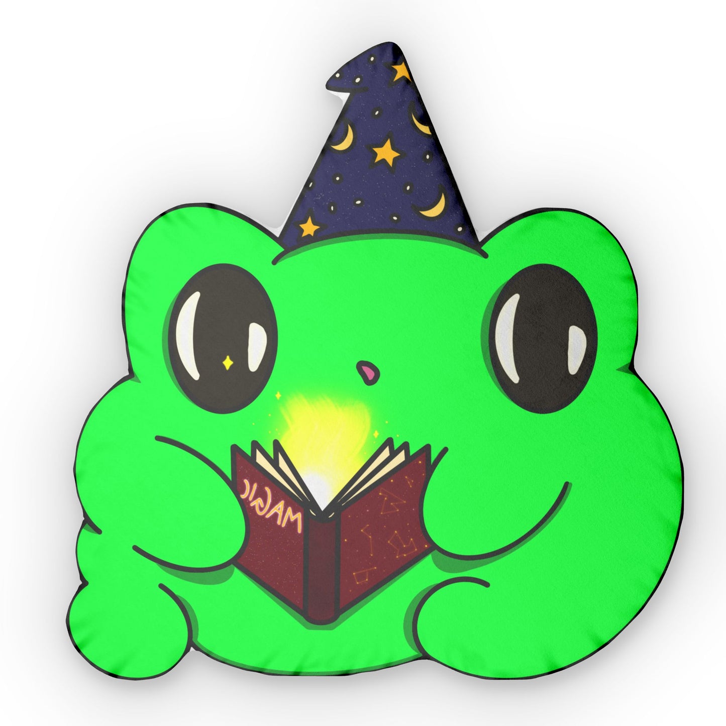 Arlo the Frog Wizard Pillow | Cute Kawaii Frog Plush Cushion | Magical Cozy Decor
