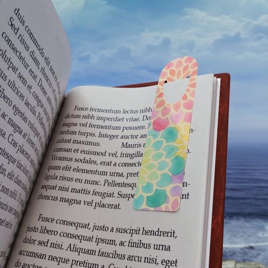 Floral Watercolor Bookmark — Colorful Succulent Petal Reading Marker