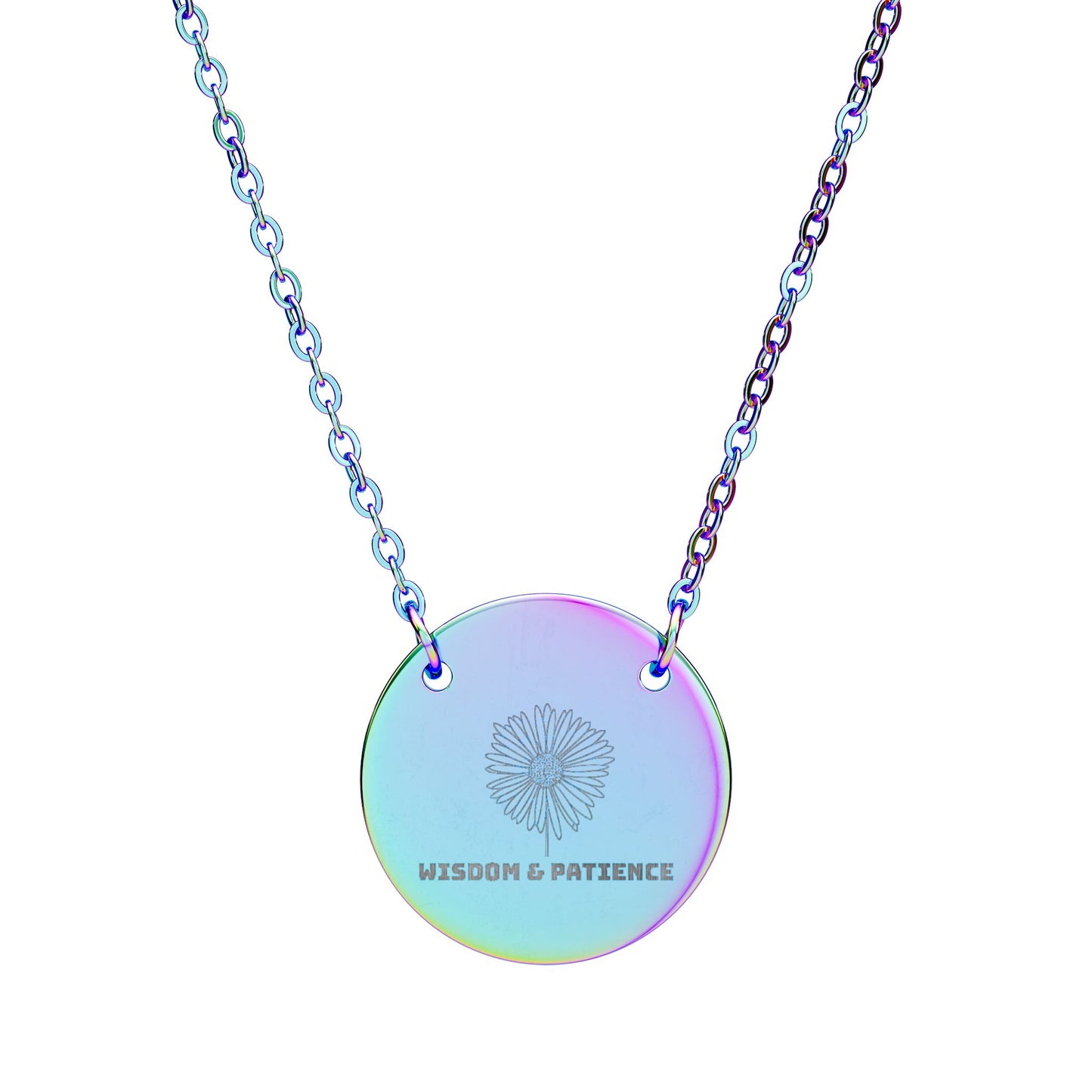 "The Aster" September Birthflower Engraved Necklace — (Wisdom & Patience)