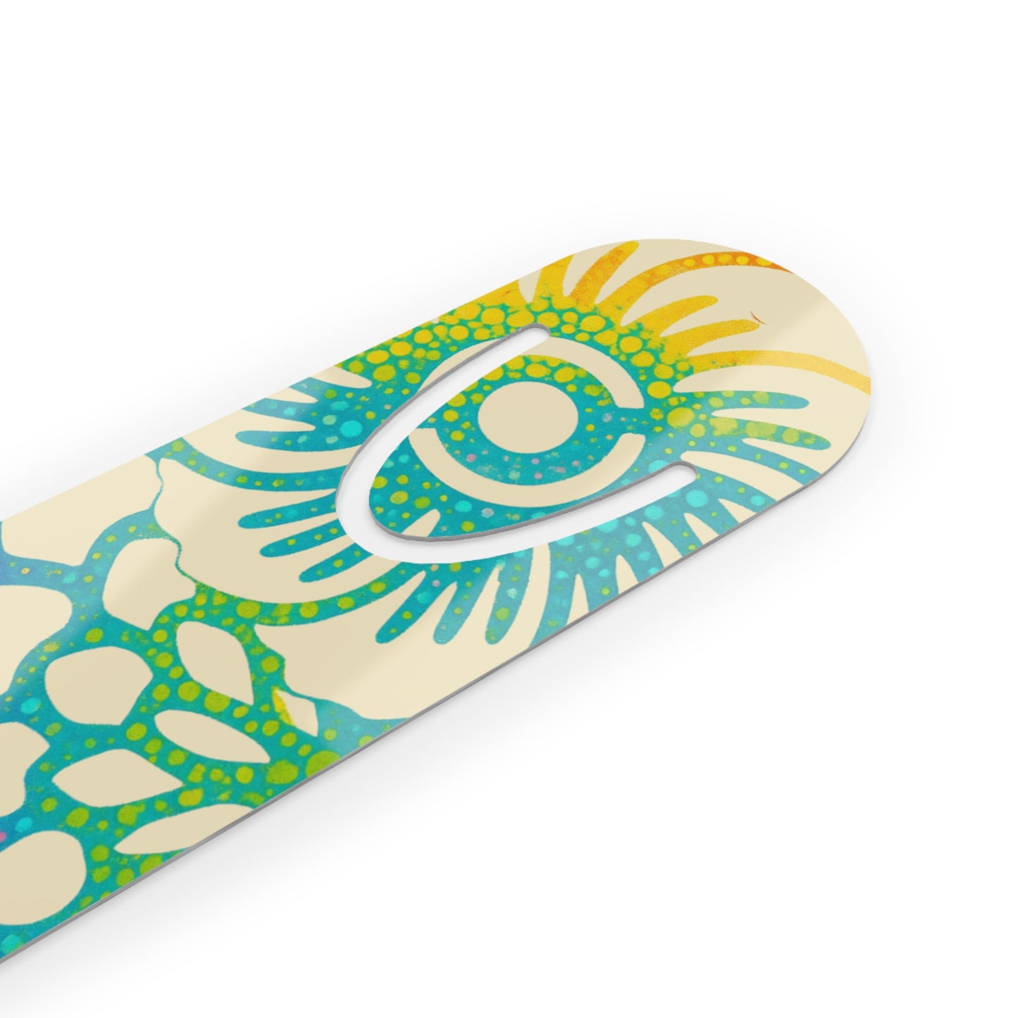 Colorful Floral Metal Bookmark — Boho Rainbow Peacock Design