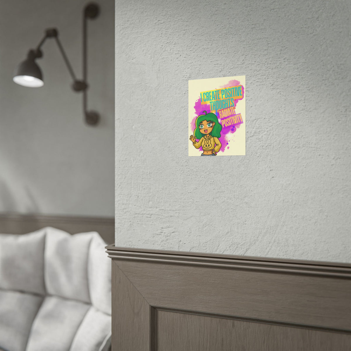 Positive Vibes Poster — "I Create Positive Thoughts, Radiate Positivity" Inspirational Wall Art
