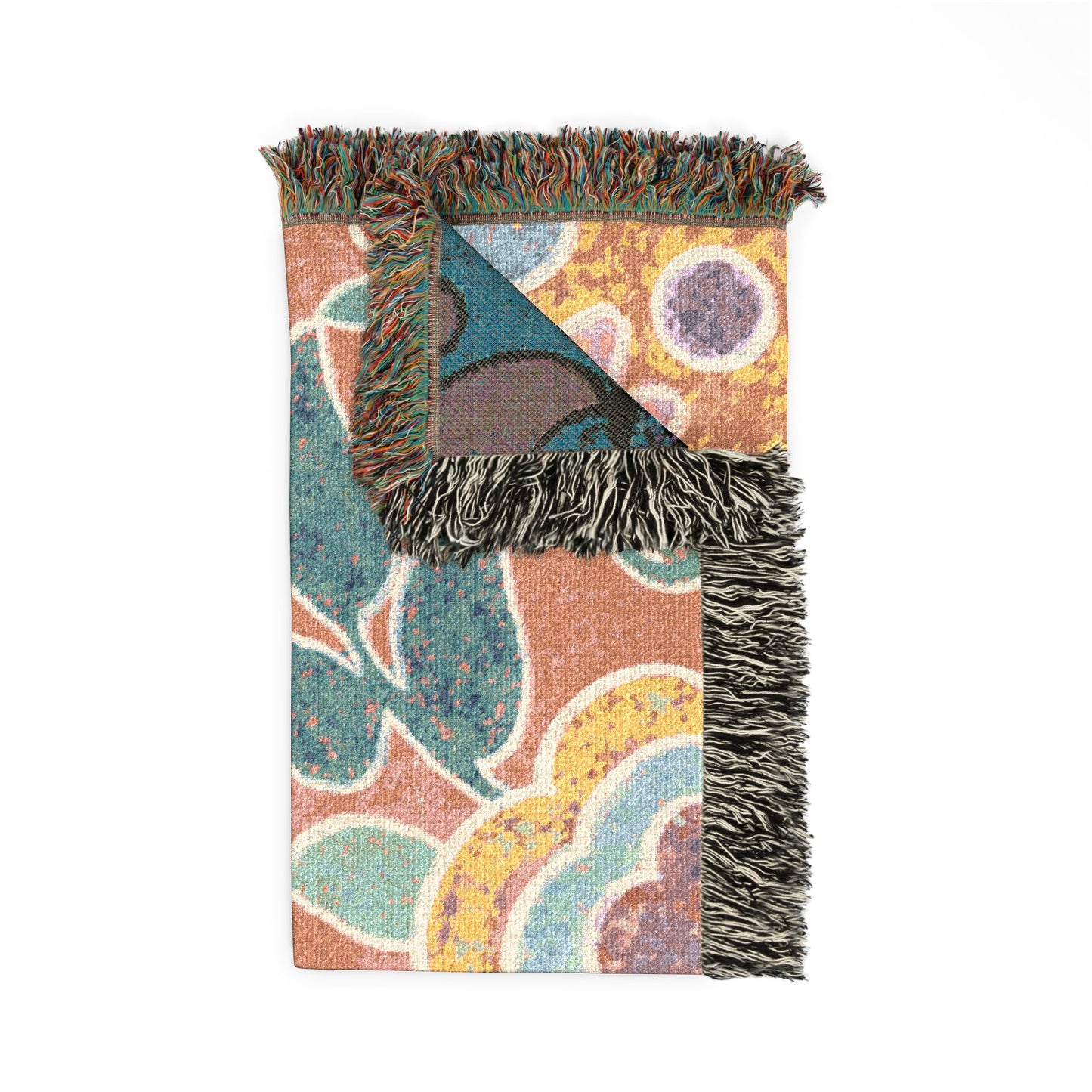 Boho Floral Woven Blanket – Picnic Blanket, Festival Throw, Couch Throw Blanket, Cottagecore Decor, Colorful Woven Tapestry