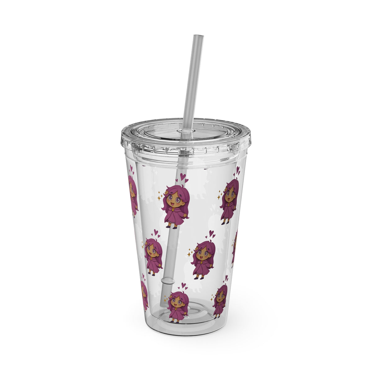 16oz Sunsplash Straw Tumbler — Cute Purple Fairy Pattern