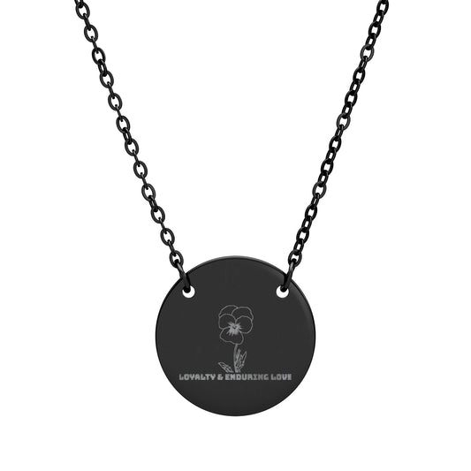 "The Violet" February Birthflower Engraved Necklace — (Loyalty & Enduring Love)