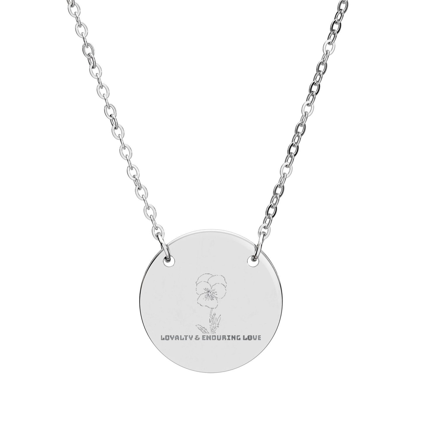 "The Violet" February Birthflower Engraved Necklace — (Loyalty & Enduring Love)
