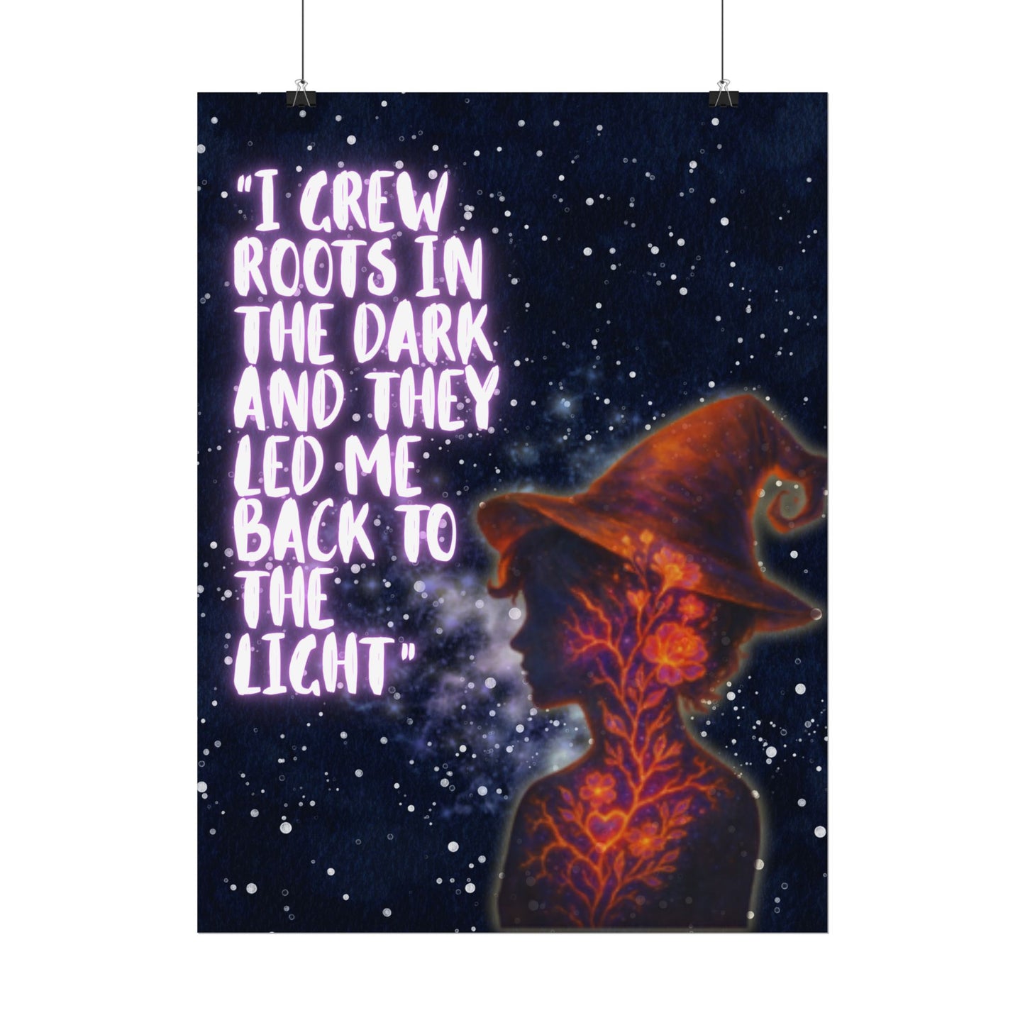 I Grew Roots in the Dark Poster – Witchy Night Wall Art, Healing Quote Print, Mystical Growth Decor