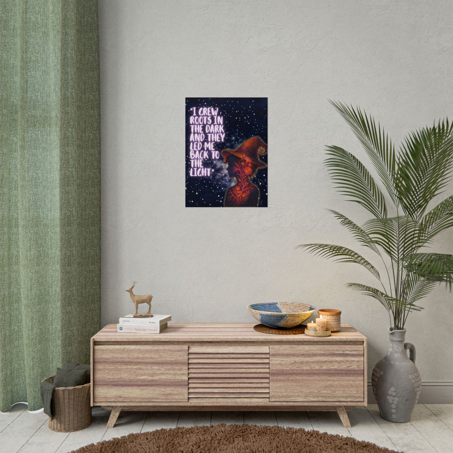 I Grew Roots in the Dark Poster – Witchy Night Wall Art, Healing Quote Print, Mystical Growth Decor